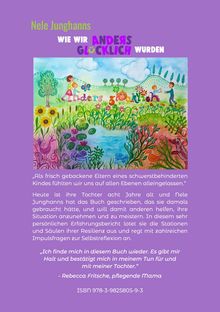 Nele Junghanns: WIE WIR ANDERS GLÜCKLICH WURDEN. Illustration: Bunte Landschaft mit Menschen und Blumen.