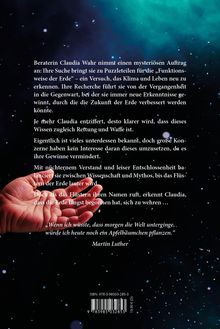 Text über Claudia Wahr und ihre Forschungen zur Verbesserung der Erde vor einem mystischen, sternenklaren Hintergrund.