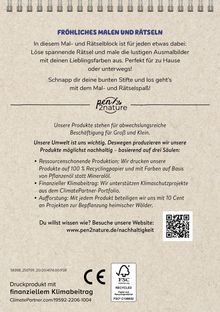 FRÖHLICHES MALEN UND RÄTSELN. Nachhaltige Produkte für Groß und Klein. pen2nature Logo, umweltfreundliche Herstellung.