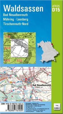 "Walldassen, Bad Neualbenreuth, Mähring, Leonberg, Tirschenreuth-Nord. ATK25 D15. Preis 9,90 €." Oben blau, unten Karten.