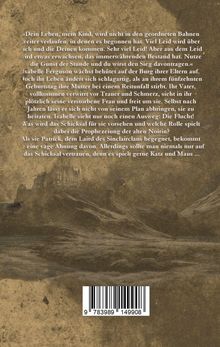 Text über das Schicksal von Isabelle Ferguson. Im Hintergrund eine düstere Landschaft mit einer Burg. Unten ein Barcode.