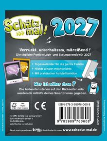 „Schätz mal! 2027“: Verrückt, unterhaltsam, mitreißend! Ein täglicher Familien-Tageskalender mit Aufstellfunktion.