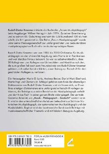 Oben: "Rudolf-Dieter Kraemer initiierte die Buchreihe ... bis in den musikerzieherischen Raum." Unten: ISBN, Preis.