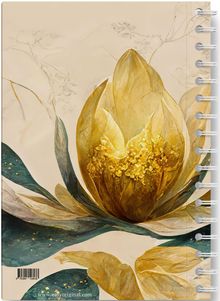 Eleganz der Natur - Premium Spiral-Notizbuch A5 Soft-Touch liniert, verzaubert durch goldenen Blütencharme, Diverse