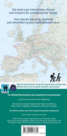 KOMPASS Fernwegekarte Europäische Fernwanderwege, 12 E-Wege - 1 Kontinent 1:4 Mio., Karten