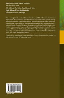 "Advances in 21st Century Human Settlements, Equitable and Sustainable Cities" ist eine braune Buchseite mit Barcode.