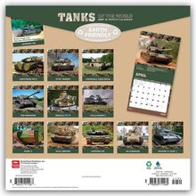 "TANKS OF THE WORLD," 2027 Kalender, umweltfreundlich. Verschiedene Panzerfotos mit Monatsnamen darunter.