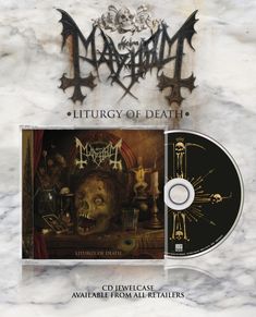 "LITURGY OF DEATH" mit einem dunklen, thematischen Design. Oben ein stilisierter Schriftzug mit Schädel und Ornamenten.