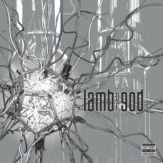 Text: "Lamb of God, into oblivion." Illustration: Verkabeltes Lichtobjekt in technisch-futuristischer Umgebung.
