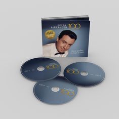 „PETER ALEXANDER 100“, CD-Set mit 3 CDs. Portrait eines Mannes, elegante Pose. Text: „Seine großen Erfolge & mehr“.