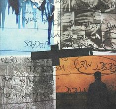 Texte: "Rest", "Lay". CD-Hülle in vier Feldern: blau, grau, schwarz, orange; darunter eine dunkle Silhouette. Rechts CD.