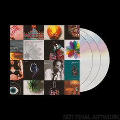 Verschiedene Albumcovers und CDs; prominent das Wort "james" mehrfach präsent, farbenfrohe und vielfältige Designs.