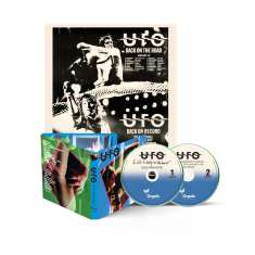 "UFO BACK ON THE ROAD", "The Wild, the Willing and the Innocent", zwei CDs, nostalgische Konzert- und Album-Abdeckungen.