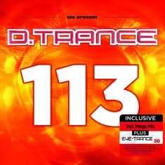 "D.Trance 113" groß in Weiß auf rotem Hintergrund, unten: "INCLUSIVE incl. Mega Mix PLUS EYE-TRANCE 20".