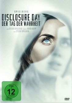 „Disclosure Day: Der Tag der Wahrheit“. Grüne FSK 12-Plakette. Gesicht mit blauem Auge in Nebel.