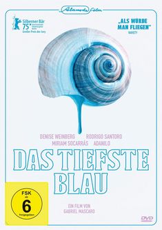 "Ein Film von Gabriel Mascaro. Das tiefste Blau. FSK ab 6. Abbildung einer blauen Schnecke in verschiedenen Blautönen."