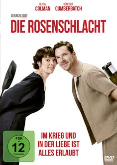 „DIE ROSENSCHLACHT“, „Im Krieg und in der Liebe ist alles erlaubt“. Zwei Personen mit einem Topf und einer Flasche.