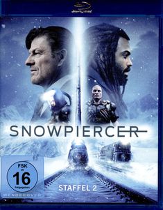 "SNOWPIERCER Staffel 2", zwei Männer im Profil, Zug fährt durch Schneelandschaft, ab 16 freigegeben.
