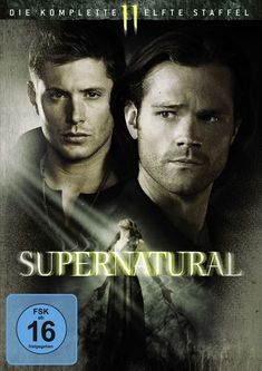 "DIE KOMPLETTE ELFTE STAFFEL", "SUPERNATURAL", "FSK ab 16". Zwei Männer im Vordergrund, eine Frau mit erhobenen Armen unten.