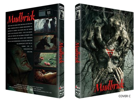 „Mudbrick“. Nach dem Tod seines Vaters erbt Paul ein abgelegenes Haus. Cover mit gruseliger Illustration eines Gesichts mit Händen.