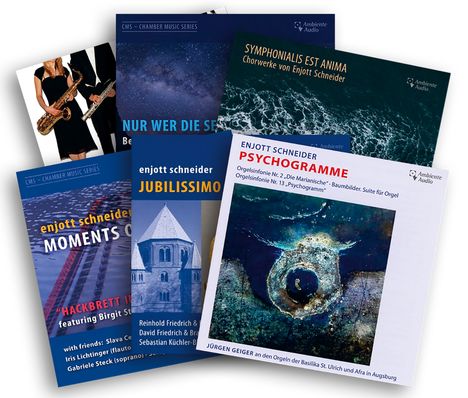 Texte: "Symphonalis Est Anima", "Jubilissimo", "Psychogramme", "Nur wer die Sehnsucht", "Moments of Joy", "Hackbrett".

Cover von Musik-Alben.