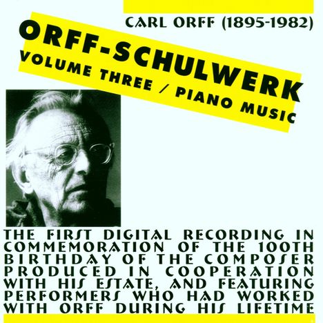 Carl Orff (1895-1982): Schulwerk Vol.3, CD