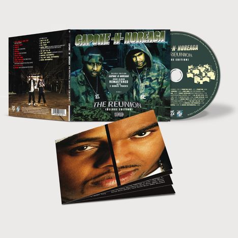 "Capone-N-Noreaga", "The Reunion (Deluxe Edition)", "Remastered", "3 Bonus Tracks". Cover zeigt zwei Männer in Tarnkleidung.
