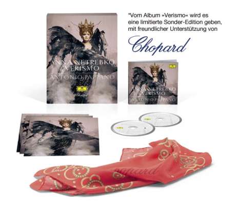 Anna Netrebko – Verismo (Chopard-Super-Deluxe-Edition*) (CD + DVD, Fotokarten und Chopard-Tuch), 1 CD und 1 DVD