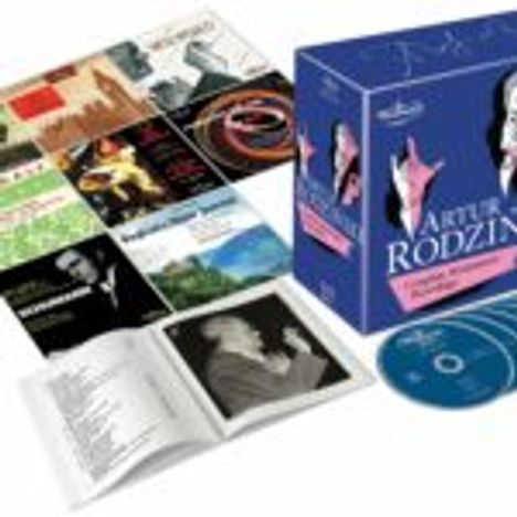"ARTUR RODZIŃSKI," CD-Box mit mehreren Alben und CD-Hüllen, daneben ein aufgeschlagenes Booklet.