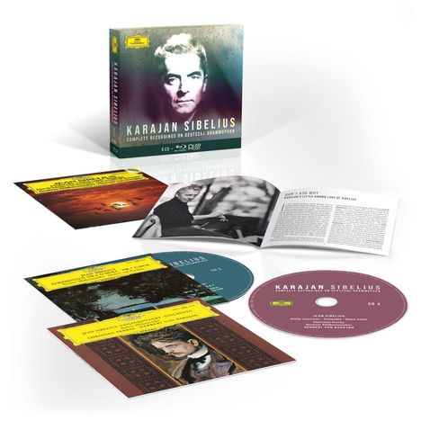Jean Sibelius (1865-1957): Herbert von Karajan - Complete Sibelius Recordings on Deutsche Grammophon (mit Blu-ray Audio), 5 CDs und 1 Blu-ray Audio