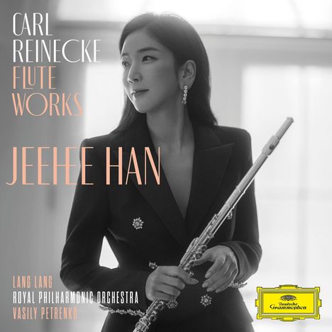 Texte: "Carl Reinecke Flute Works", "Jeehee Han", "Lang Lang", "Royal Philharmonic Orchestra", "Vasily Petrenko". Frau mit Flöte.