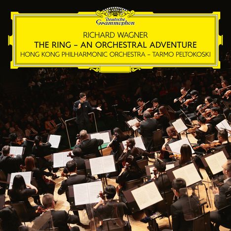 Oben: "Richard Wagner, The Ring – An Orchestral Adventure" mit dem Hong Kong Philharmonic Orchestra. Darunter: Orchester spielt.