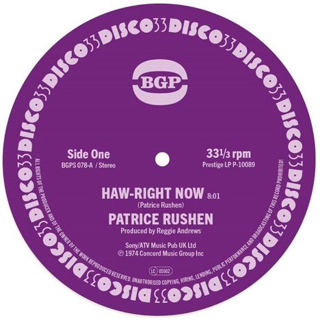 Patrice Rushen (geb. 1954): Haw-Right Now / Kickin' Back, Single 12"