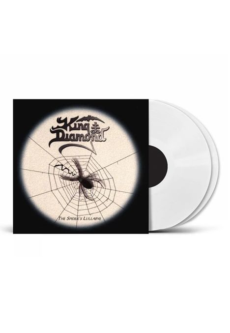 "King Diamond" und "The Spider's Lullaby" auf einem Albumcover mit einer Spinne auf einem Netz im Hintergrund.