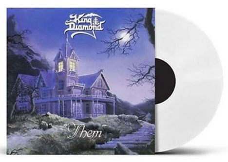 "King Diamond 'Them'" steht oben links. Eine schaurige Villa bei Nacht, Bäume ohne Blätter, leuchtet Mondlicht.