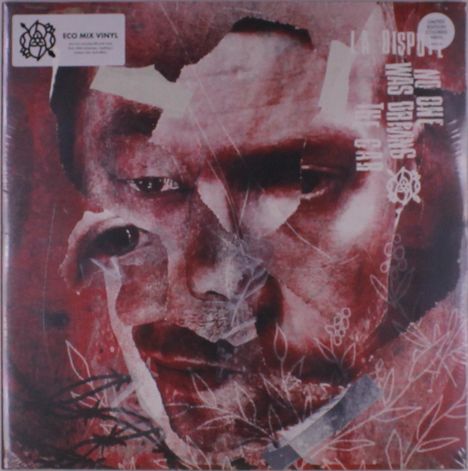 Texte: "ECO MIX VINYL", "LA DISPUTE", "WE GAVE OURSELVES". 
Kollagenartiger, verzerrter Mensch in Rottönen.