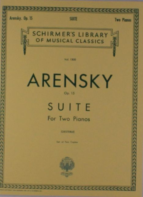Anton Arensky: Arensky, A Suite op. 15 2 Pf 4 Hands (Oesterle) (Lb1300), Noten