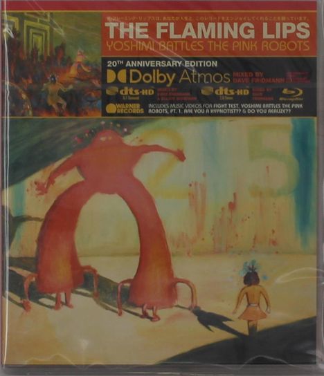 "The Flaming Lips: Yoshimi Battles the Pink Robots" 20th Anniversary Edition. Illustration: Mensch kämpft mit pinkem Roboter.