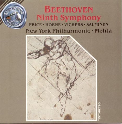 "Beethoven Ninth Symphony, New York Philharmonic, Mehta; Preis, Horne, Vickers, Salminen. Illustration eines Engelssketches."
