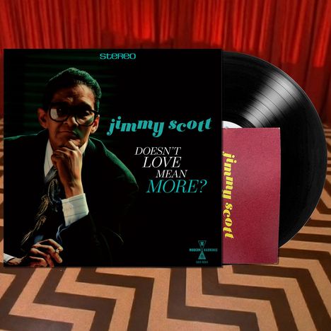 "Stereo" oben; "Jimmy Scott" und "Doesn't Love Mean More?" in der Mitte. Ein Mann hält nachdenklich eine Zigarette.