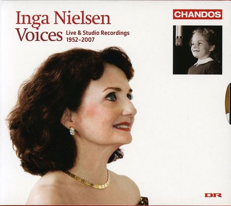 „Inga Nielsen Voices“, Live & Studio Recordings 1952–2007. Profilbild einer lächelnden Frau und Kind.