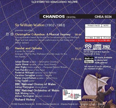 William Walton (1902-1983): Christopher Columbus - A Musical Journey, Super Audio CD