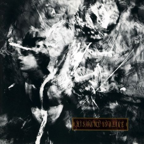 Text: "HIS NAME IS ALIVE". Eine verschwommene, abstrakte Schwarz-Weiß-Illustration mit Gesichtern und Formen.