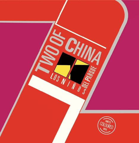 "Two of China. Los Niños del Parque. Limited coloured vinyl." Rote und violette geometrische Formen, stilisiertes Design.