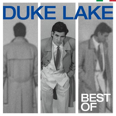 "DUKE LAKE" und "BEST OF" in Großbuchstaben. Ein Mann im Trenchcoat, dreimal verschieden dargestellt.