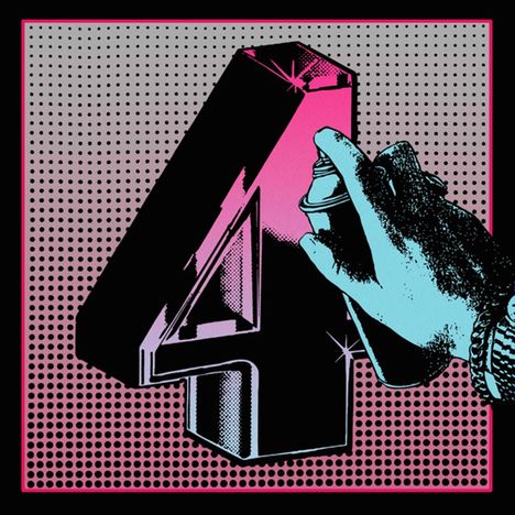 Eine stilisierte Illustration zeigt eine große "4", die von einer Hand mit einer Sprühdose in Pink besprüht wird.