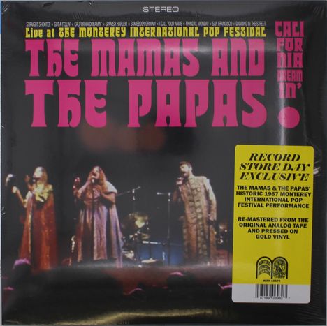 The Mamas &amp; The Papas: Live At The Monterey International Pop Festival, Sunday, June 18th, 1967 (remastered) (Gold Vinyl), LP