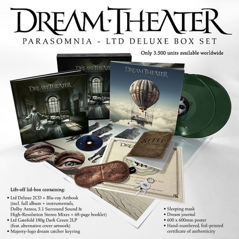 Dream Theater: Parasomnia (180g) (Dark Green Vinyl) (Limited Deluxe Boxset), 2 LPs, 2 CDs und 1 Blu-ray Disc