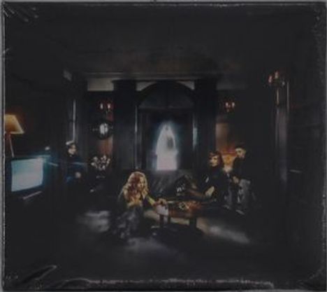 Eine Illustration mit vier Personen in einem abgedunkelten Raum. Ein helles Licht erscheint im Hintergrund durch eine Tür.