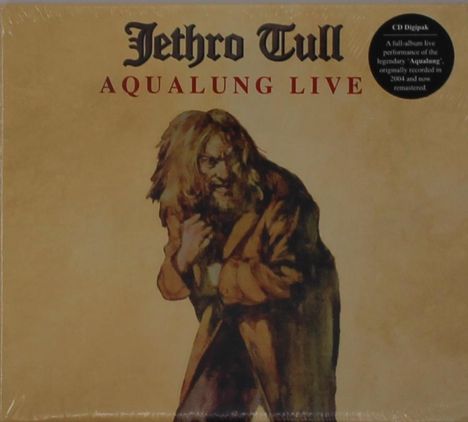 "Jethro Tull", "Aqualung Live". Illustration eines bärtigen Mannes im langen Mantel.